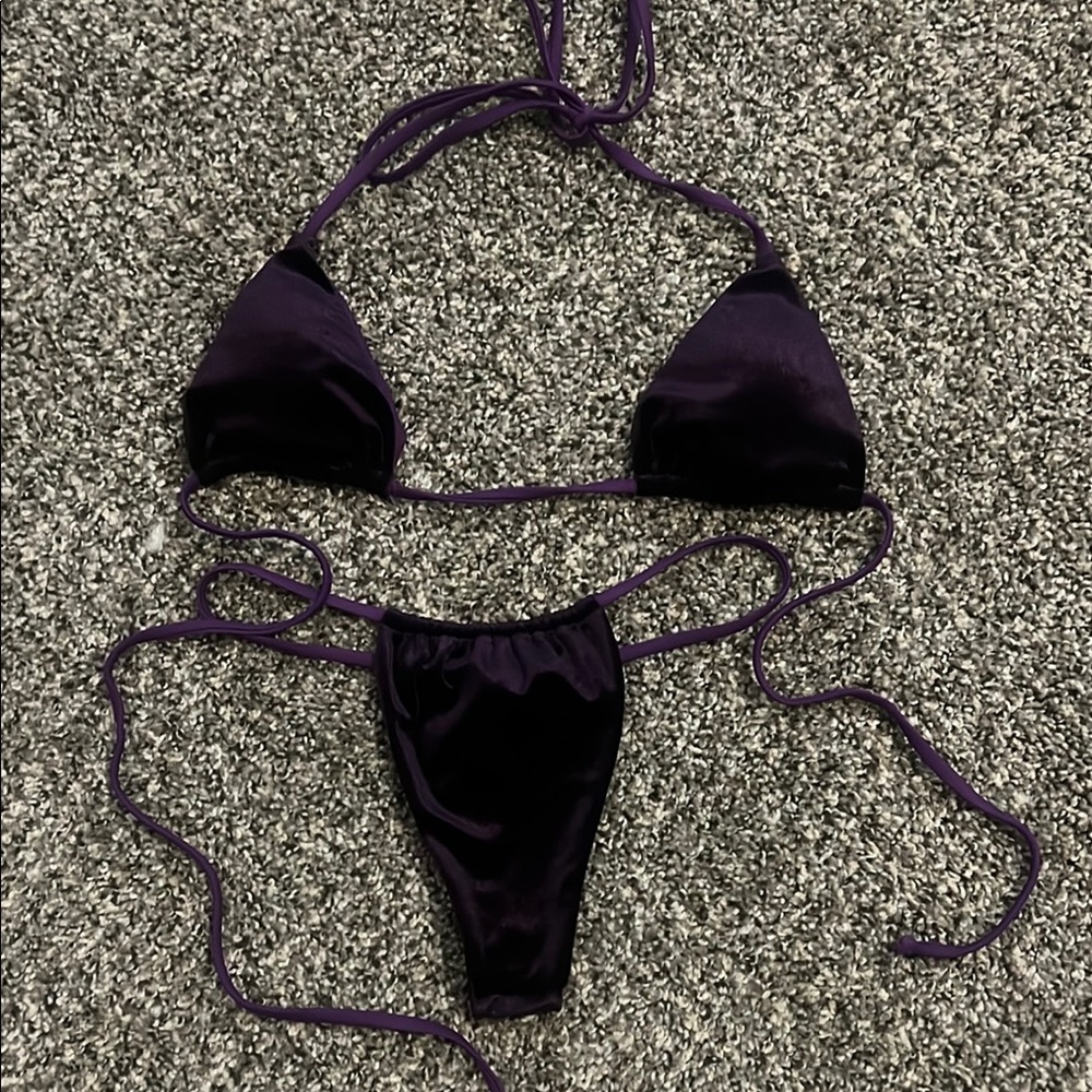 Purple Velvet Bikini Set. Berry Beachy. Size Small.